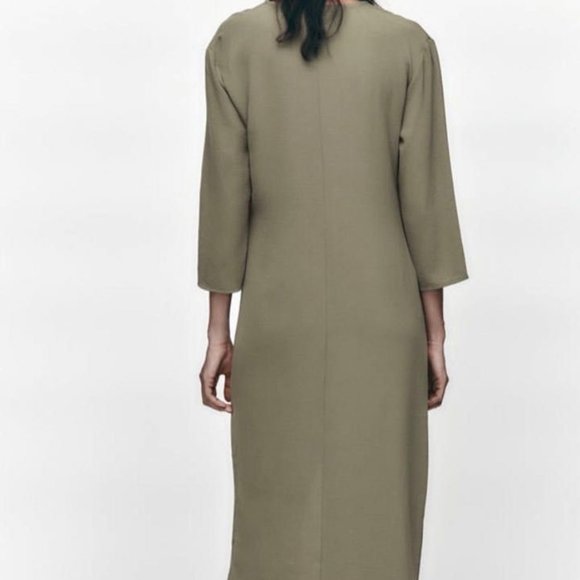 👗Zara Knotted Dress NWT - Green L - Picture 4 of 8